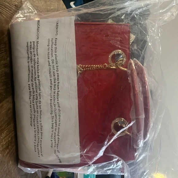 Badgley Mischka Red Tote with Bag Charm - Picture 4 of 4